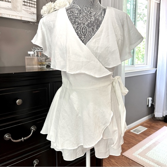 DO+BE White Ruffle Wrap Romper – Size S (New with Tags) - Picture 2 of 15